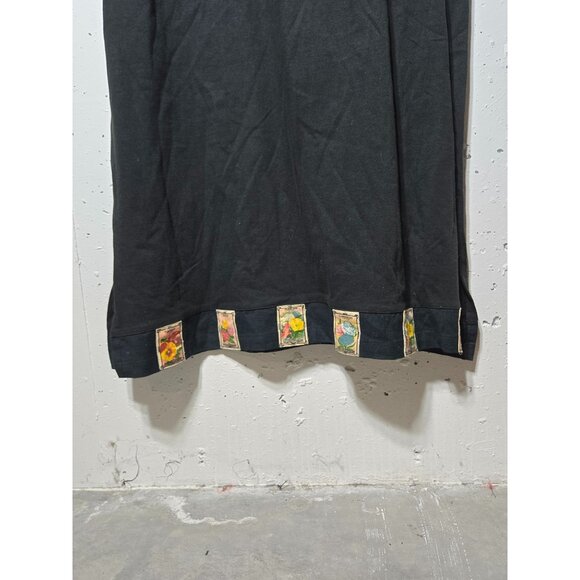 Black Flower Seed Packet Sleeveless Maxi Dress Size XL Garden Boho Made In India - Picture 3 of 11